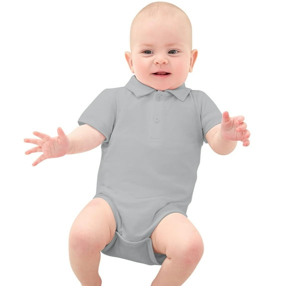 Weebloom Baby Rompers Boy Girls Solid Color Short Sleeve Lapel Bodysuit Outwear,9-12 Months