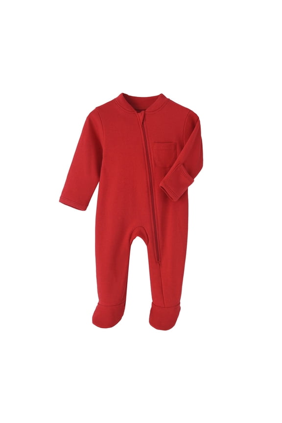 Baby Rompers Girl Boy Bodysuits Winter Long Sleeve Zip Up Romper Soft Outfit For Toddler 1-12 Months Comfortable Warm Outfit Loungewear,Red 6-9 Months