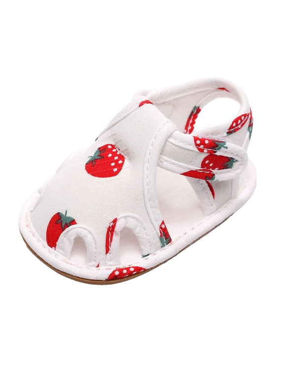 Baby Sandals, Toddler Shoes Soft Sole Non- Toddler Floor Shoes Fruit Strawberry Print Sandals Fashion 6-9 Months