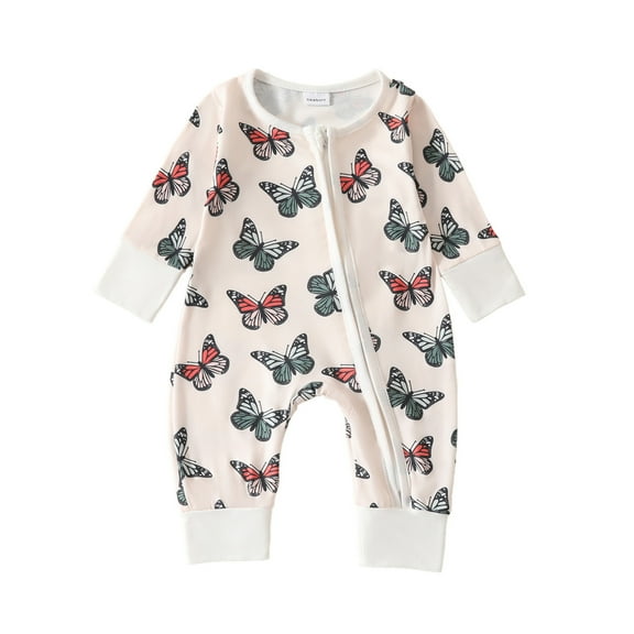 Weebloom Baby Sleepers Long Sleeve Cartoon Prints Romper Jumpsuit Pajamas 3-6 Months Beige