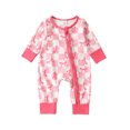 thumbnail image 1 of Weebloom Baby Sleepwear Long Sleeve Bowknot Prints Plaid Romper Jumpsuit Pajamas 3-6 Months Pink, 1 of 7