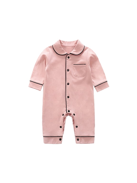 Baby Sleepwear Long Sleeved Newborn Class A Clothing Spring Autumn Home Pajamas 6-12 Months Pink