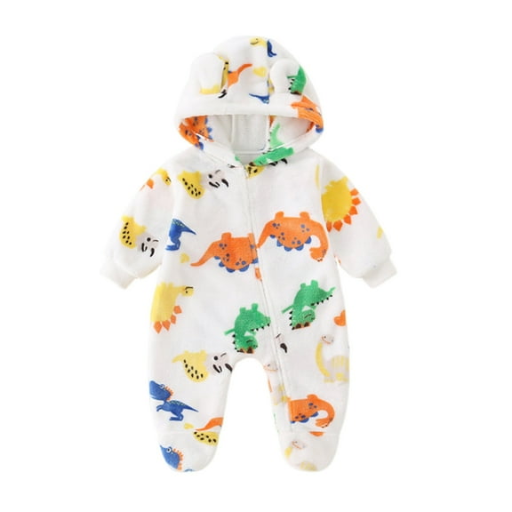 Weebloom Baby Sleepwear Romper Jumpsuit Winter Fall Spring Hooded Zip Up Playwear Infant Toddler Soft Warm Casual Clothes Pajamas 18-24 Months White