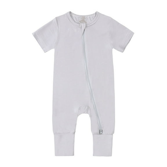 Weebloom Bamboo Baby Clothes,Bamboo Footless Zipper Short Sleeve Sleeper Jumpsuit Pjs Baby Boy Romper,0-3 Months