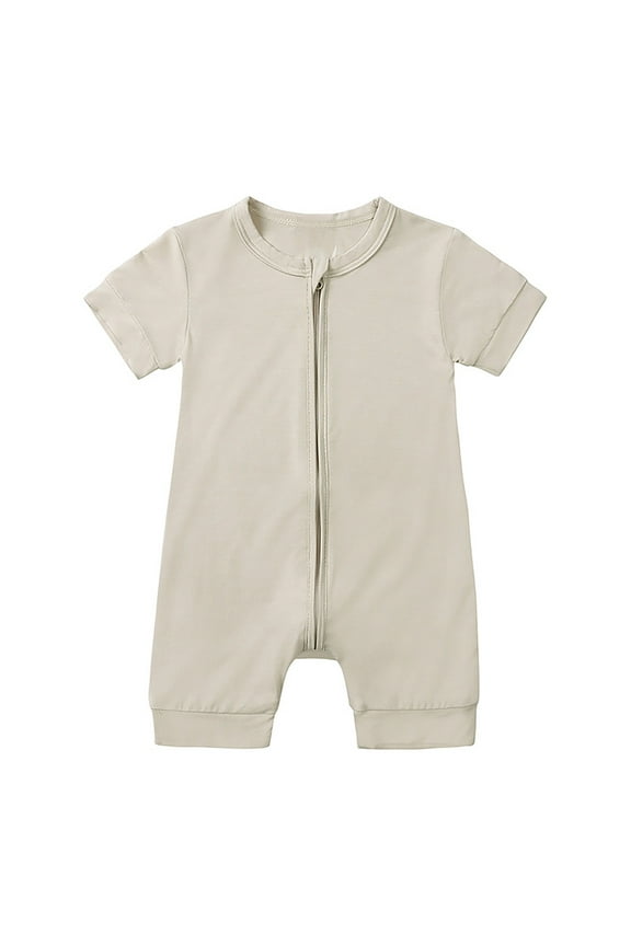 Bamboo Onesies Baby Boy,Bamboo Solid Color Zipper Onesie Fiber Fabric Natural Comfortable Summer Jumpsuit Pjs Baby Girl Romper,12-18 Months