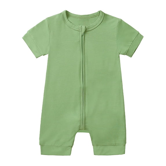 Weebloom Bamboo Pajamas Baby,Bamboo Solid Color Zipper Onesie Fiber Fabric Natural Comfortable Summer Jumpsuit Loungewear Baby Rompers Girl,18-24 Months