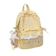 thumbnail image 1 of Weebloom Bow School Backpack For Kids Girls Cute Lace Print Full Coverage Casual Daypack Travel Large Bookbag Middle High School College Yellow, 1 of 5