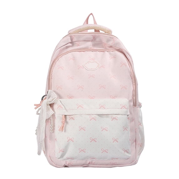 Weebloom Bow School Backpack For Kids Girls Cute Large Capacity Lightweight Large Bookbag Middle High School College Pink