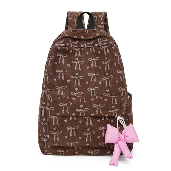 Weebloom Bow School Backpack For Kids Girls Cute Lightweight Bowknot Patchwork Large Bookbag Middle High School College Brown