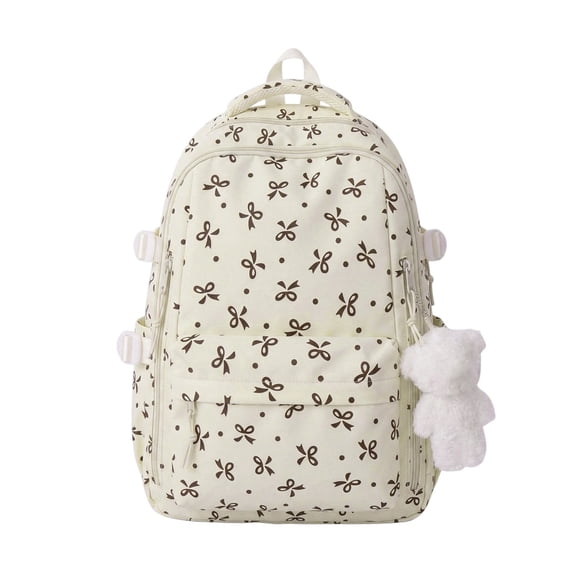 Weebloom Bow School Backpack For Kids Girls Cute Lightweight Large Capacity Elegant Bow Design Large Bookbag Middle High School College Coffee