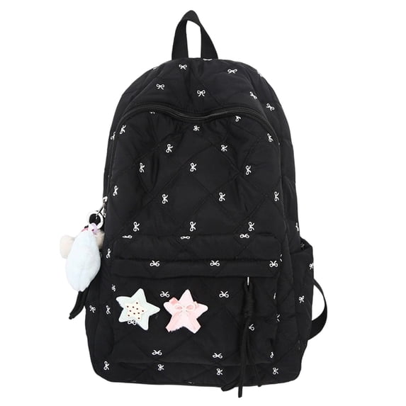 Weebloom Bow School Backpack For Kids Girls Cute Pattern Lightweight Comfort Large Bookbag Middle High School College Black