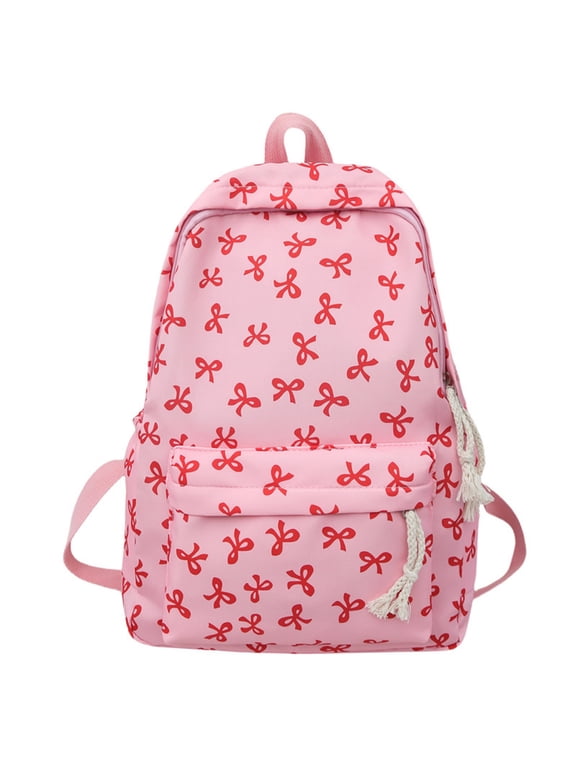 Bow School Backpack For Kids Girls Cute Preppy Backpack Back To School Daypack Large Bookbag Middle High School College Pink
