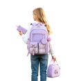 thumbnail image 1 of Weebloom Bow School Backpack With Lunch Box Pencil Case For Kids Girls Cute 3Pcs School Bags Set Three Piece Daypack Large Bookbag Elementary Middle High School Purple, 1 of 5
