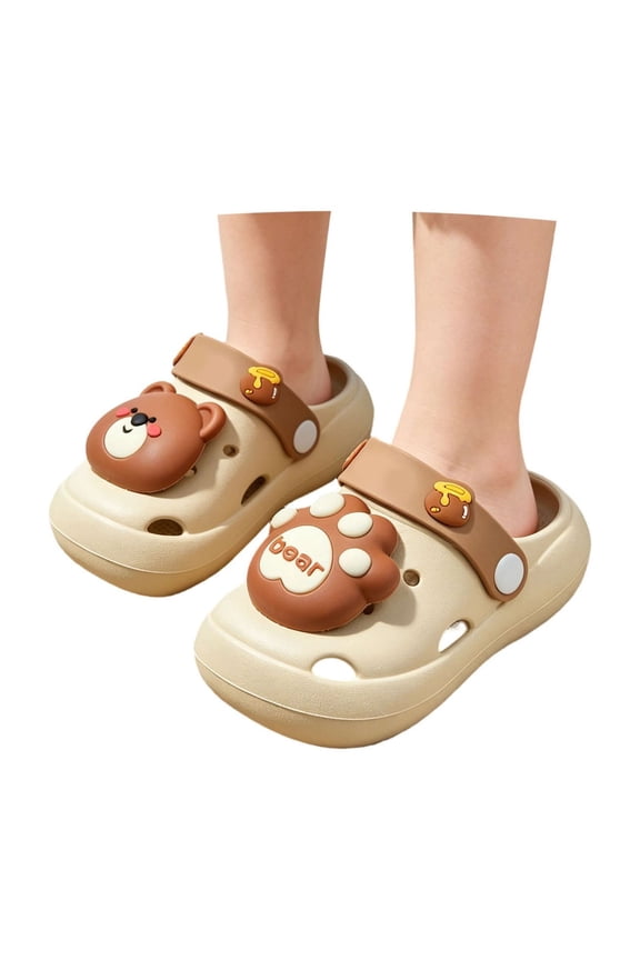 Boy Girl Clogs Cute Cartoon Bear Breathable Indoor Outdoor Slippers Summer Beach Toddler Sandals
