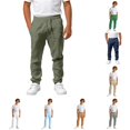 thumbnail image 1 of Weebloom Boys' Cotton Linen Pants Uniform Dress Pants Casual Trousers Elastic Waist Soft Blend Flat Front Design And School Beach Pants With Pockets Army Green 9-10 Years, 1 of 5