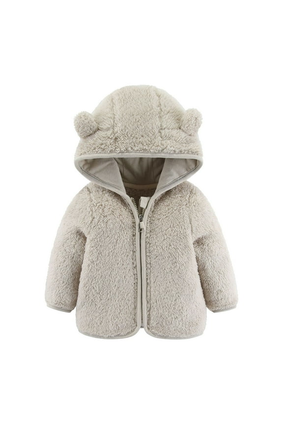Boys Winter Coat Jacket Baby Girls Jackets Bear Ears Hooded Zipper Warm Coat Outerwear 6-12 Months