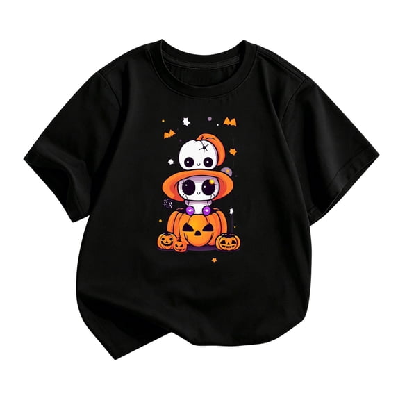 Weebloom Boys Girls Halloween Tshirts For Kids Cute Pumpkin Graphic Funny Short Sleeve Spooky Season Tees Toddler Clothes,Size 2-14 Y