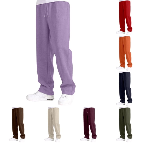 Weebloom Boys Sweatpants Athletic Running Pants Casual Elastic Waist Drawstring Loose Fit Wide Leg Joggers Pants With Pockets For Kids Trousers Purple 9-10 Years