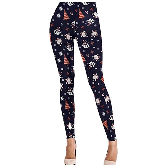 Weebloom Christmas Leggings Women Soft Brushed Xmas Day Pants Ankle-Length Black Yoga Pants Red L