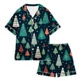 thumbnail image 1 of Weebloom Christmas Pajamas For Girl Boys Xmas Satin Silk Kids Short Sleeves 2 Piece Button Down Classic Shorts Nightwear Pjs Lovely, 1 of 4