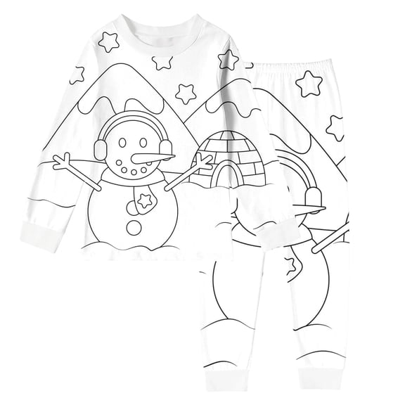 Weebloom Coloring Pajamas For Kids Christmas Kids Diy Hand Painted Short Sleeve T Shirt Shorts Set Colouring Pajama Sets Boy Girl Can Play With Wear Pjs Boys Loungewear White 8-9 Years