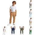 thumbnail image 1 of Weebloom Cotton Linen Pants For Boys Uniform Dress Pants Casual Trousers Elastic Waist Soft Blend Flat Front Design And School Beach Pants With Pockets Khaki 11-12 Years, 1 of 6