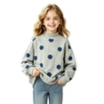 thumbnail image 1 of Weebloom Crewneck Sweatshirts Toddler Girl Polka Dot Autumn Winter Tops Sweatshirt Grey, 1 of 6