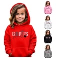 thumbnail image 1 of Weebloom Cute Little Girls Hoodies Jesus Casual Letter Print Long Sleeve Hoodie Sweatshirt Pullover With Pocket Red 5-6, 1 of 4