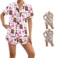 thumbnail image 1 of Weebloom Cute Pajama Sets For Women Button Up Pajama Short Sleeve Shorts Soft Loose Fit Notch Collar Home Sleepwear Nightwear Pjs Loungewear Pink Xl, 1 of 6