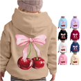 thumbnail image 1 of Weebloom Cute Toddler Girls Hoodie Cherry Bow Hoodie Long Sleeve Soft Sweatshirt Graphic Kids Tops Clothes Khaki 3-4 Years, 1 of 5