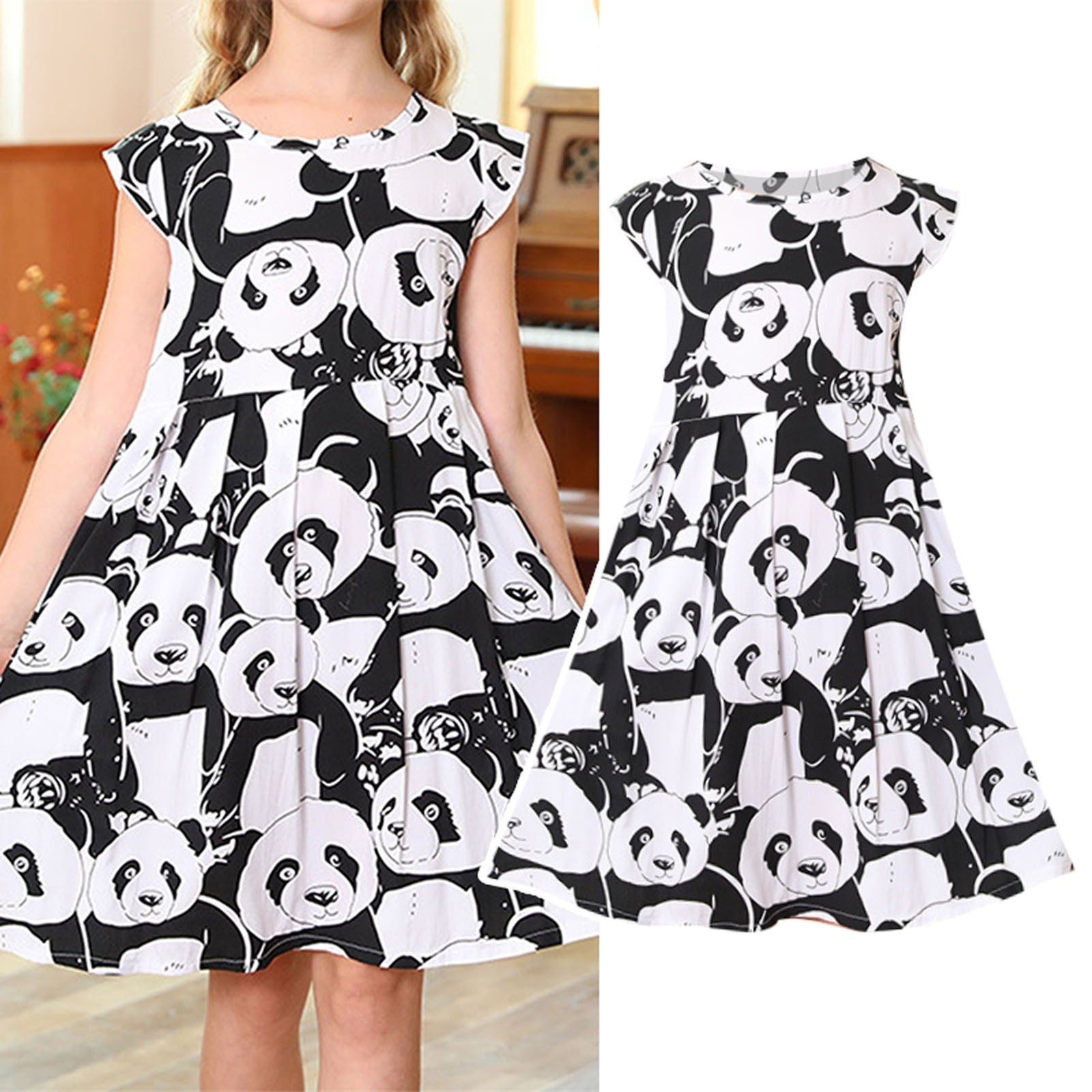 panda party dress Girl's Dress Panda Bear Theme + Hair Bow + Girl Petticoat, Clothes Birthday Party 6 US numeric