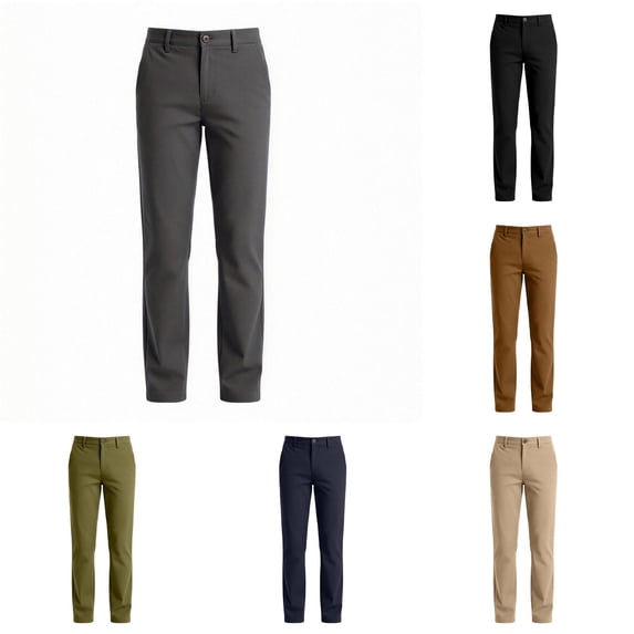 Weebloom Dress Pants For Little Boys Uniform Pants Casual School Pants With Elastic Waistband Pants Trousers With Pockets Grey 7-8Years