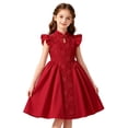 thumbnail image 1 of Weebloom Dresses For Girls Flutter Sleeve Summer Elegant Stand Collar Sleeveless A Line Cute Long Gown Formal Wedding Party Pageant Birthday Dress Red 8 Years, 1 of 5