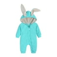 thumbnail image 1 of Weebloom Easter Day Outfit Baby Boy Girl Animal Bunny Long Ear Rabbit Hoodie Jumpsuit With Zipper Girls Holiday Romper Light Green 0-3 Months, 1 of 9