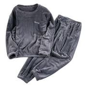 WEEBLOOM Flannel Sleepwear for Women Set Unisex Thickened Couple'S Loose Fitting With Elastic Ankle Bands for Men Autumn Winter Wear Cozy Pjs Pajama L