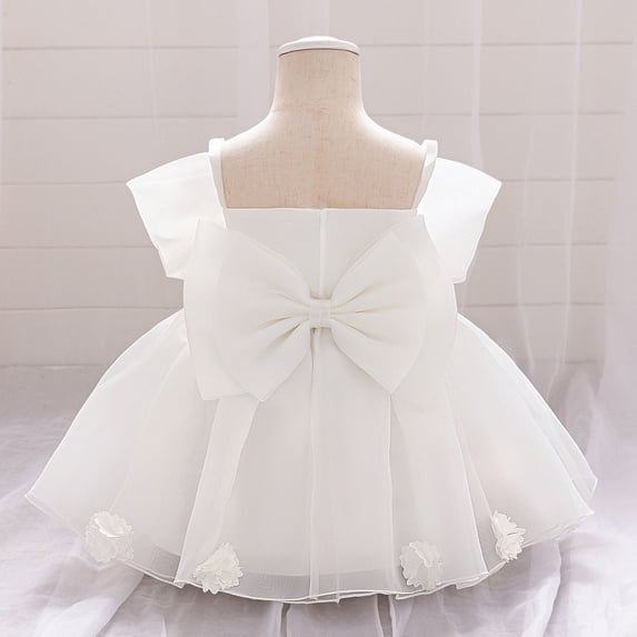 Weebloom Flower Girl Dress Birthday Wedding Party Elegant Embroidered Tutu Gown Performance Formal White Girls Dresses