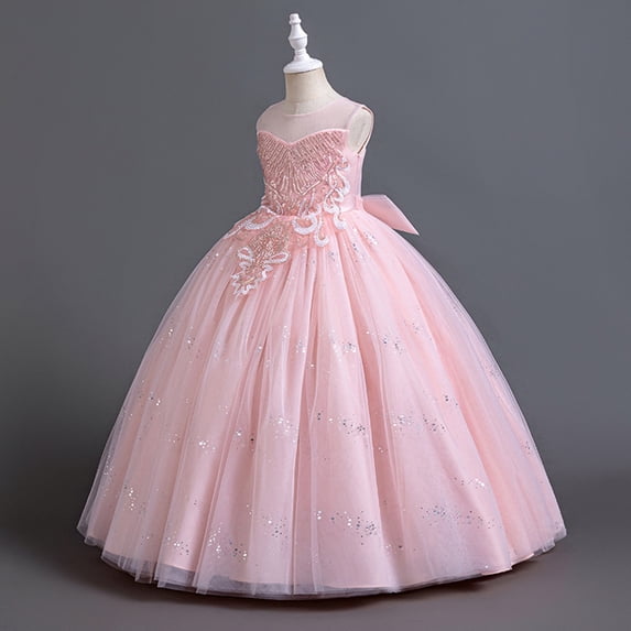 Weebloom Flower Girl Dress Birthday Wedding Sleeveless Bridesmaid Party Pageant Dress Skirt Formal Red Girls Dresses
