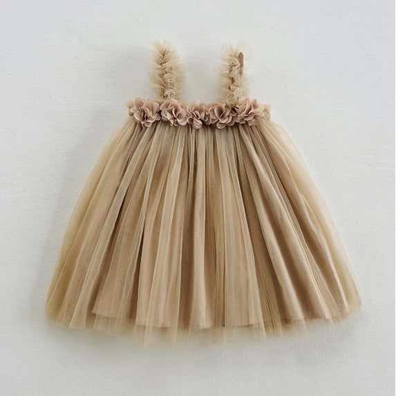 Weebloom Flower Girl Dress Birthday Wedding Toddler Sleeveless Mesh Flowers Holiday Party Dress Dance Party Dresses Clothes Formal Coffee Girls Dresses