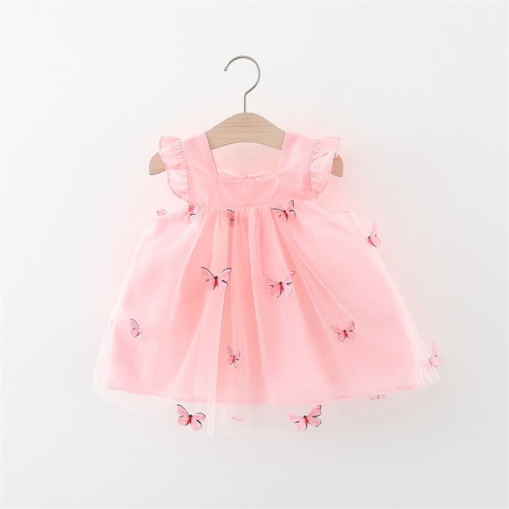 Weebloom Flower Girl Dresses Birthday Wedding Baby Tutu Dress Summer Sleeveless Backless Princess Party Dresses Dot Bow Dress With Straw Hat Set Formal Pink Girls Dresses