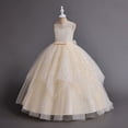 thumbnail image 1 of Weebloom Flower Girl Dresses Birthday Wedding Sleeveless Round Neck Formal Party Dress Kids Embroidered Bridesmaid Prom Pageant Maxi Dress Beige Girls Dresses, 1 of 4