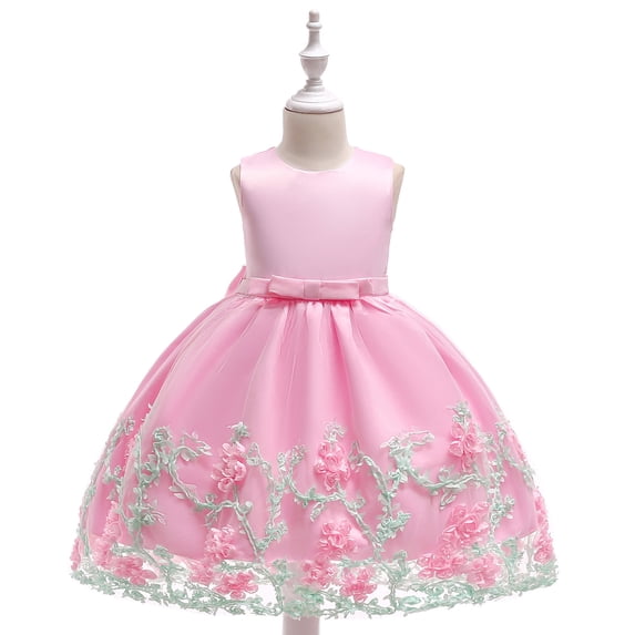 Weebloom Flower Girl Dresses Birthday Wedding Toddler Party Clothes Sleeveless Casual Dress Formal Pink Girls Dresses