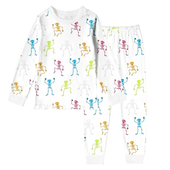 Weebloom Girl Halloween Sleepwear Pjs Boys Long Sleeve With Diy Print Comfortable Wear 2-10 Years Nightwear Girls Pajamas 2-3 Years White