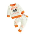 thumbnail image 1 of Weebloom Girl Outfit Halloween Fall Letter Print Pumpkin Long Sleeve Hoodie Pants Set Casual Comfortable Clothes Leisure Girls Outfits Orange, 1 of 9