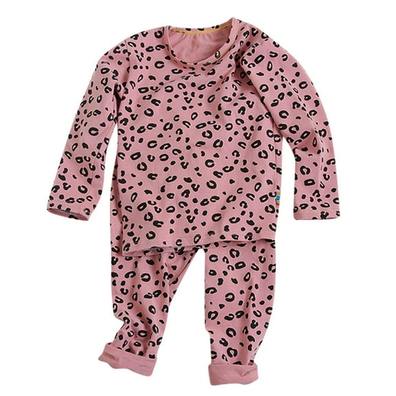 Weebloom Girl Pajamas Toddler Baby Long Sleeve Tops Leopard Pants Outfits Pajama Loungewear Pjs Sleepwear Pink 2-3 Years