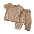 thumbnail image 1 of Weebloom Girl Sleepwear Pjs Boys Short Sleeve Air Conditioning Outfit Casual Two Piece Toddler Baby From 6 Months To 9 Years Old Nightwear Girls Pajamas 8-9 Years Coffee, 1 of 3