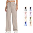 thumbnail image 1 of Weebloom Girl Wide Leg Pants Kids Uniform Dress Pants Formal Pants Preppy Trousers Beige 9-10 Years, 1 of 7