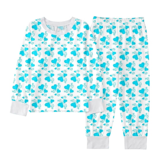 Weebloom Girls Flannel Pajamas Christmas Themed Kids Pajama Holiday Family Cozy Two Piece Outfit With Festive Print Pj'S Girls Loungewear Light Blue 2-3 Years