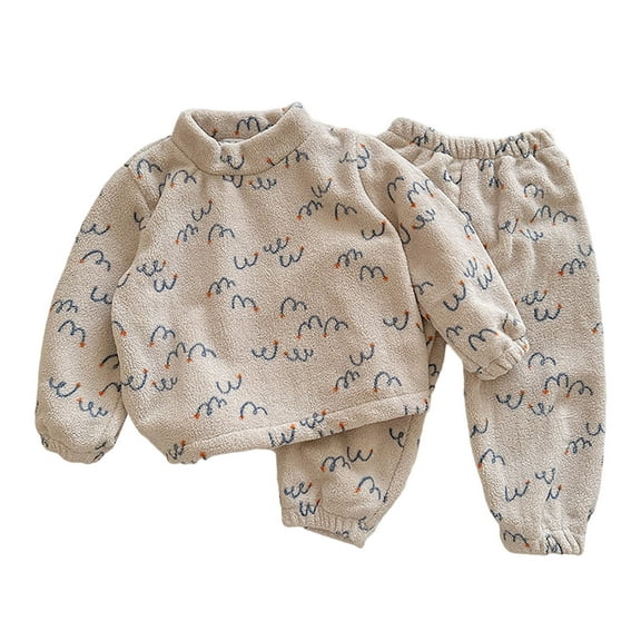 Weebloom Girls Flannel Pajamas Toddler Fall Outfits Boy Long Sleeve Top Long Sweatpants 2Pcs Sleepwear Girls Pajamas Blue 6-7 Years