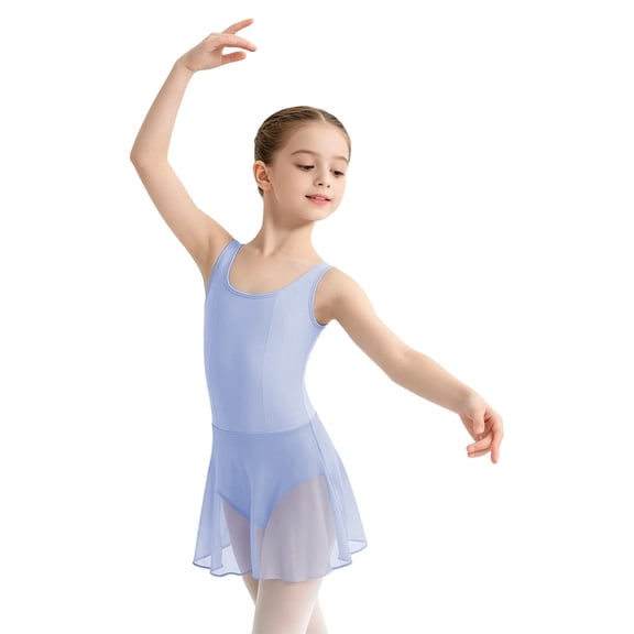 Weebloom Girls Gymnastics Leotard Ballet Dance Leotard With Tutu Skirt Strap Backless Romper For Practice Performance Outfit 11-12 Years