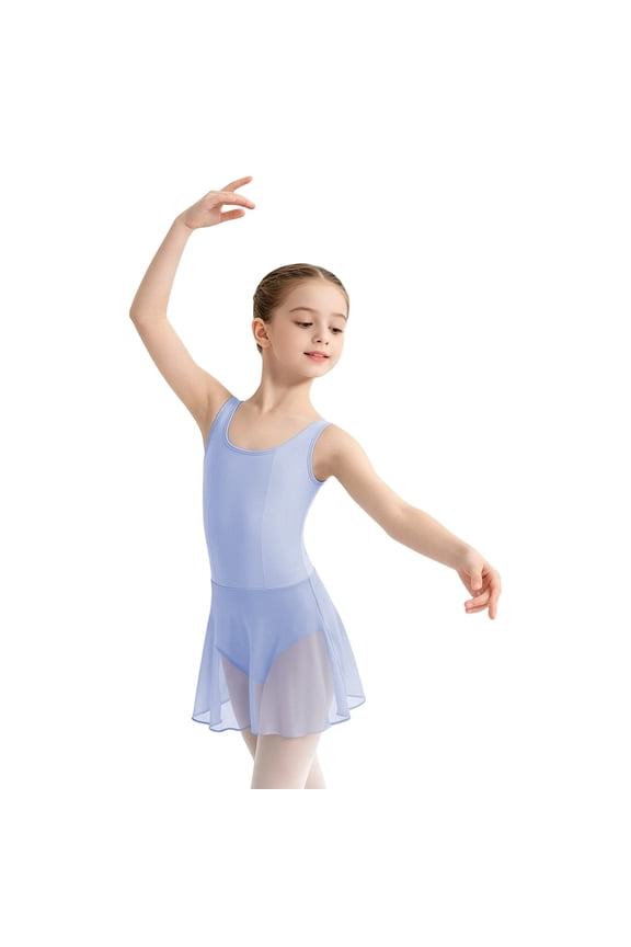 Girls Gymnastics Leotard Ballet Dance Leotard With Tutu Skirt Strap Backless Romper For Practice Performance Outfit 11-12 Years